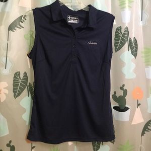 Ksmien Navy Sleeveless with collar quick  dry athletic w/buttons shirt